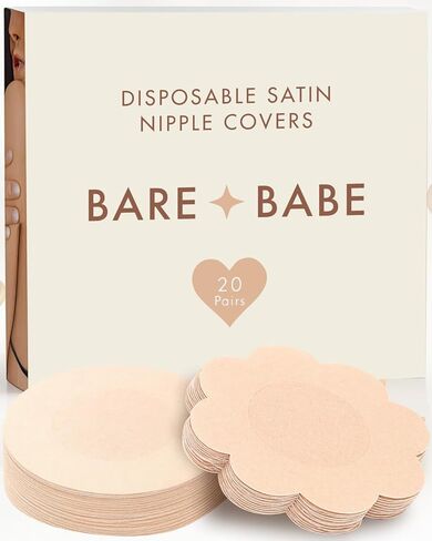 40 Pieces Satin Nipple Pasties - Hypoallergenic, Disposable, Adhesive Breast Pasties - Nude Nipple Covers No-Show in Saudi Arabia