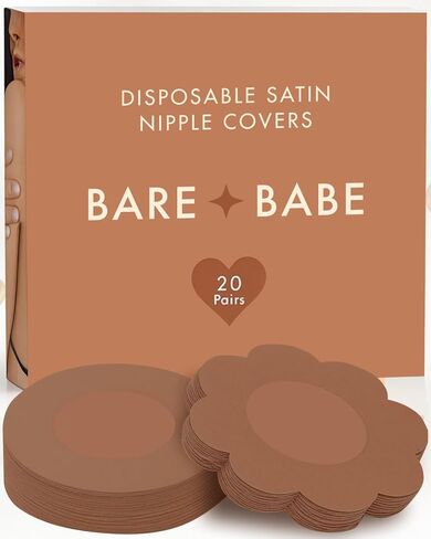 40 Pieces Satin Nipple Pasties - Hypoallergenic, Disposable, Adhesive Breast Pasties - Nude Nipple Covers No-Show in Kuwait