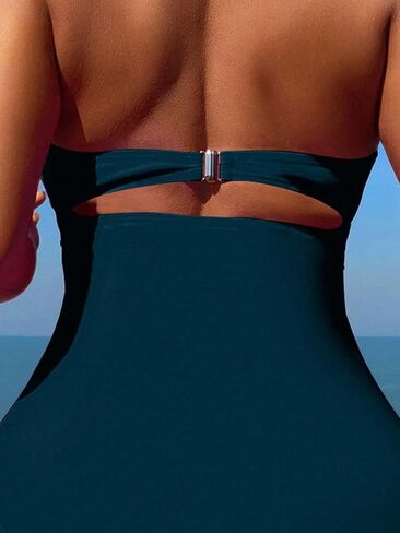 Womens High Stretch Backless Halter Neck One-Piece Swimsuit Criss-Cross Monokini for Beach Vacation in Saudi Arabia