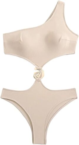 Womens One Shoulder High Stretch Cutout Monokini Sexy Solid Color One-Piece Swimsuit for Summer Beach Vacation in Saudi Arabia