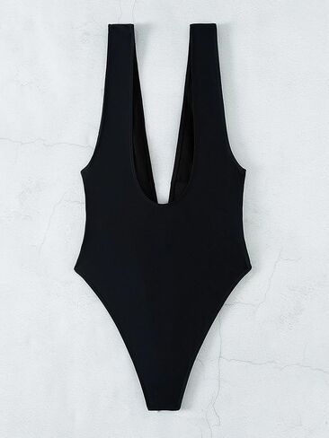 Women's Sexy Colorblock Plunging One Piece Swimsuit High Stretch Monokini for Beach Vacation in Saudi Arabia