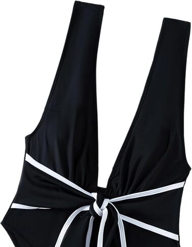 Women's Sexy Colorblock Plunging One Piece Swimsuit High Stretch Monokini for Beach Vacation in Saudi Arabia