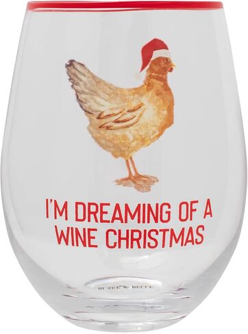 Mary Square Mooey Christmas Brown Cow 16 ounce Glass Stemless Wine Glass in Saudi Arabia