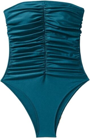 Women's Ruched Bandeau One-Piece Swimsuit Casual High Stretch Monokini for Beach & Vacation in Saudi Arabia