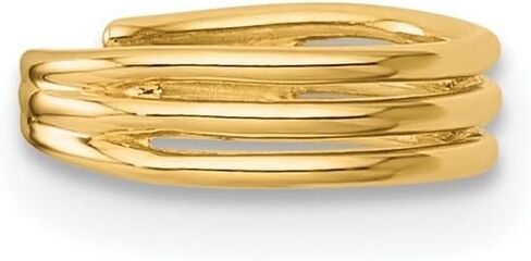 14k Solid Yellow Gold Polished 3 Row Single Ear Cuff 9.95x9.95mm Wide-Ear-Cuff for Women in Saudi Arabia