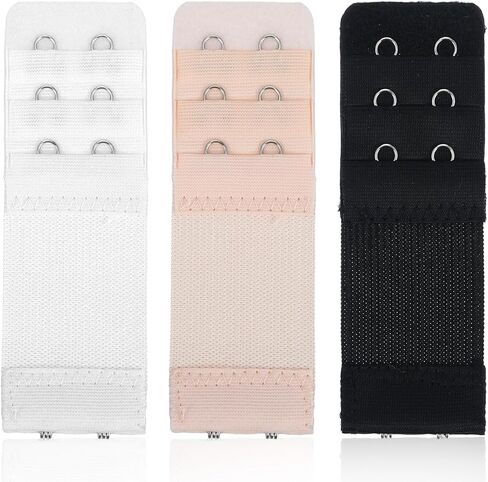 3 Pack Bra Extender 2 Hook, Comfortable Stretchy Bra Extenders Soft Breathing Bras Extension Strap for Women Lady (Skin Color, White, Black) in Saudi Arabia