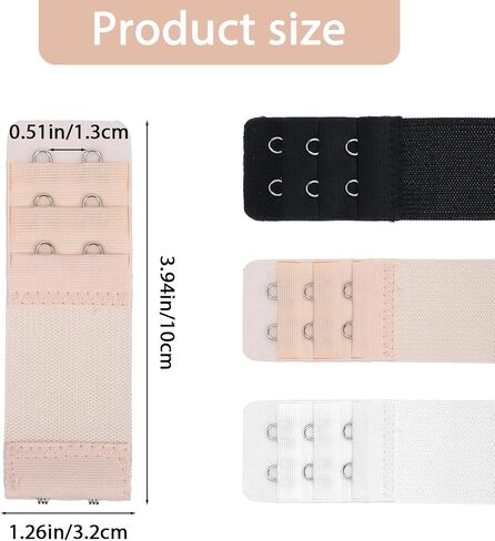 3 Pack Bra Extender 2 Hook, Comfortable Stretchy Bra Extenders Soft Breathing Bras Extension Strap for Women Lady (Skin Color, White, Black) in Saudi Arabia