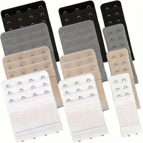 12pcs Bra Strap Extenders, Lingerie Expansion HookComfortable Adjustable Bra Band,Women's Lingerie & Underwear Accessories, 2/3/4 Hook Closures, in Saudi Arabia