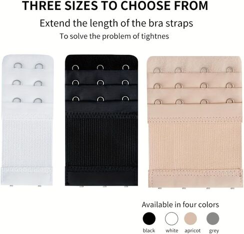 12pcs Bra Strap Extenders, Lingerie Expansion HookComfortable Adjustable Bra Band,Women's Lingerie & Underwear Accessories, 2/3/4 Hook Closures, in Saudi Arabia