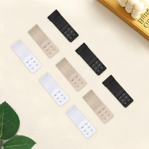 9 Pcs Stretch Bra Extender Set – 2 Hook Elastic Bra Buckle for Band Adjustment, Nylon and Stainless Steel Back Extender for Women’s Underwear (Black/White/Skin) in Saudi Arabia