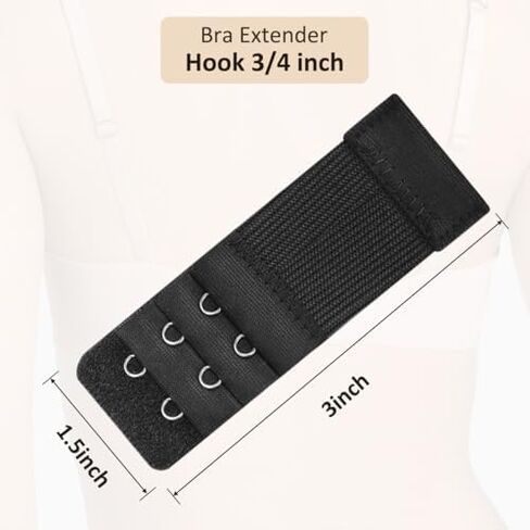 9 Pcs Stretch Bra Extender Set – 2 Hook Elastic Bra Buckle for Band Adjustment, Nylon and Stainless Steel Back Extender for Women’s Underwear (Black/White/Skin) in Saudi Arabia