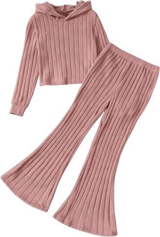 Girls Clothes Solid Color Long Sleeve Hoodie Top + Pants 2PCs Girls' Fall Clothing Sets in Saudi Arabia