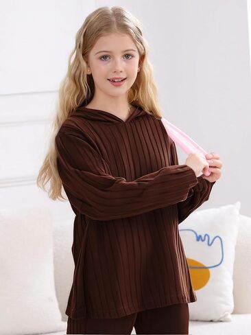 Girls Clothes Solid Color Long Sleeve Hoodie Top + Pants 2PCs Girls' Fall Clothing Sets in Saudi Arabia