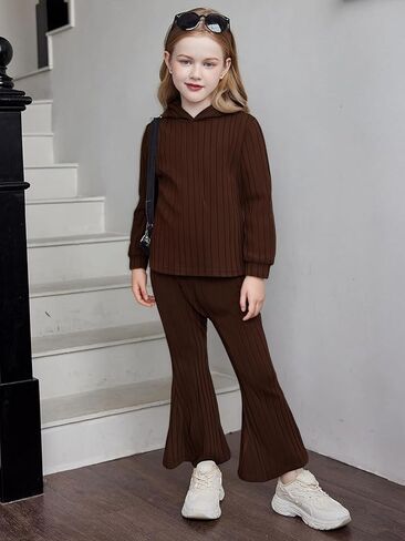 Girls Clothes Solid Color Long Sleeve Hoodie Top + Pants 2PCs Girls' Fall Clothing Sets in Saudi Arabia