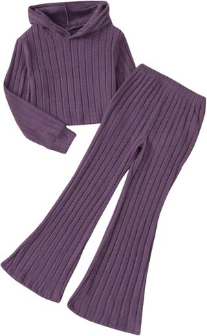 Girls Clothes Solid Color Long Sleeve Hoodie Top + Pants 2PCs Girls' Fall Clothing Sets in Saudi Arabia
