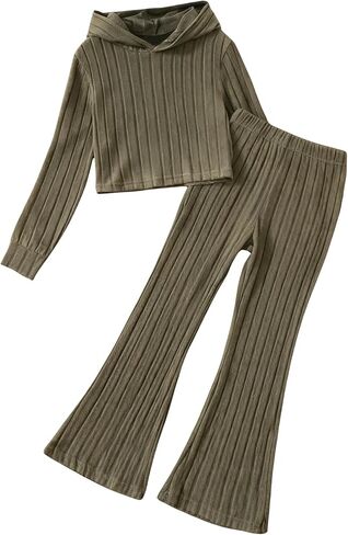 Girls Clothes Solid Color Long Sleeve Hoodie Top + Pants 2PCs Girls' Fall Clothing Sets in Saudi Arabia