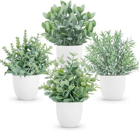 Der Rose Faux Plants Indoor, 4 Pack Small Fake Plants Mini Artificial Plants in Pots for Home Office Shelf Farmhouse Bathroom Decor in Saudi Arabia