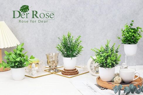 Der Rose Faux Plants Indoor, 4 Pack Small Fake Plants Mini Artificial Plants in Pots for Home Office Shelf Farmhouse Bathroom Decor in Saudi Arabia