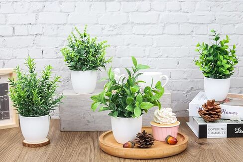 Der Rose Faux Plants Indoor, 4 Pack Small Fake Plants Mini Artificial Plants in Pots for Home Office Shelf Farmhouse Bathroom Decor in Saudi Arabia