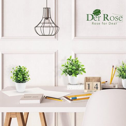 Der Rose Faux Plants Indoor, 4 Pack Small Fake Plants Mini Artificial Plants in Pots for Home Office Shelf Farmhouse Bathroom Decor in Saudi Arabia