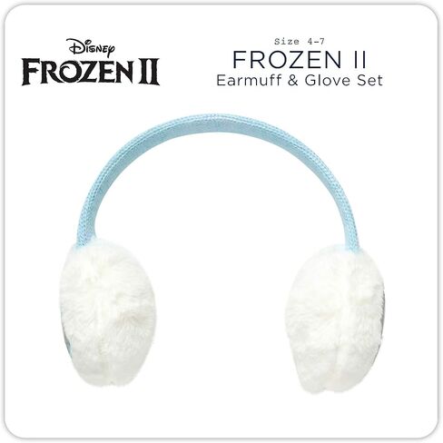 Disney Frozen 2-Piece Winter Accessory Set for Girls, Anna and Elsa Kids Earmuffs and Gloves, Size 4-7 Years, Blue in Saudi Arabia