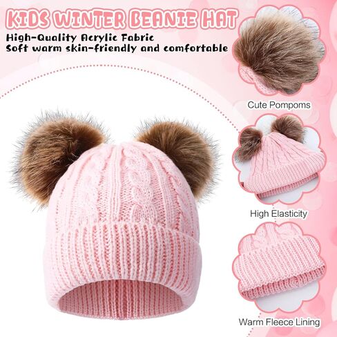15 Pcs Kids Set Winter Hat Beanie Hat Scarf Gloves Earmuffs Socks Set Wool Warm Cap with Pompom for Girls Boys 4-10 Years Old in Saudi Arabia