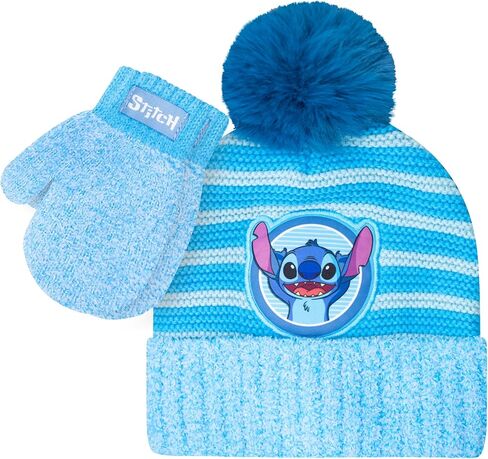 مجموعة قبعة وقفازات شتوية للأطفال الصغار من Disney Stitch - قبعة صغيرة محبوكة ناعمة مع بوم + قفازات مطاطية للأولاد والبنات - للأعمار من 2 إلى 5 سنوات in Saudi Arabia