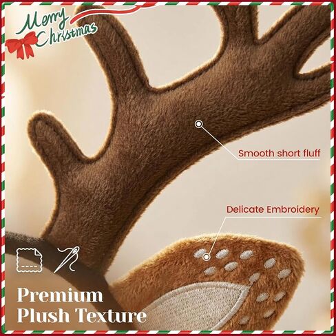 Reindeer Antlers Headband for Women - Cute Fluffy Deer Ears Realistic Headband, Christmas Party Cosplay Accessories Costume Supplies in Saudi Arabia