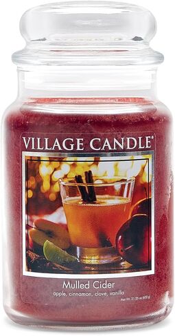 شمعة معطرة بجرة صيدلية زجاجية متوسطة الحجم لشجرة عيد الميلاد من Village Candle، (16oz)، أخضر in Saudi Arabia