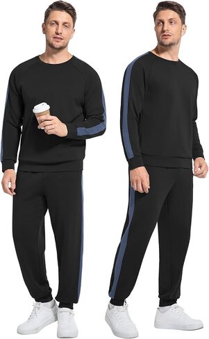 WiWi طقم رياضي رجالي ناعم للتنفس 2 قطعة Jogger الزي مشروط كنزة صوفية قطنية/بلوزة قطنية الركض Sweatsuits S-XXL in Saudi Arabia