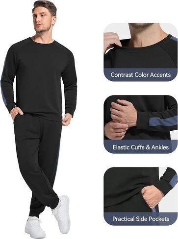 WiWi طقم رياضي رجالي ناعم للتنفس 2 قطعة Jogger الزي مشروط كنزة صوفية قطنية/بلوزة قطنية الركض Sweatsuits S-XXL in Saudi Arabia