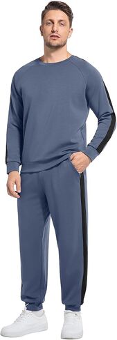 WiWi طقم رياضي رجالي ناعم للتنفس 2 قطعة Jogger الزي مشروط كنزة صوفية قطنية/بلوزة قطنية الركض Sweatsuits S-XXL in Saudi Arabia