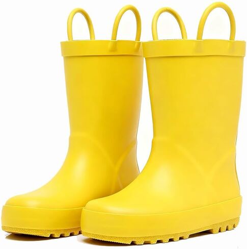 Kids Rain Boots for Girls & Boys，Toddler Waterproof Natural Rubber Rain Boots with Non-Slip Outsole, Easy-On Handles & Fun Patterns in Saudi Arabia