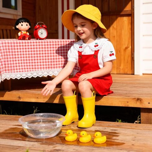 Kids Rain Boots for Girls & Boys，Toddler Waterproof Natural Rubber Rain Boots with Non-Slip Outsole, Easy-On Handles & Fun Patterns in Saudi Arabia