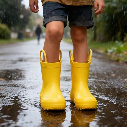 Kids Rain Boots for Girls & Boys，Toddler Waterproof Natural Rubber Rain Boots with Non-Slip Outsole, Easy-On Handles & Fun Patterns in Saudi Arabia