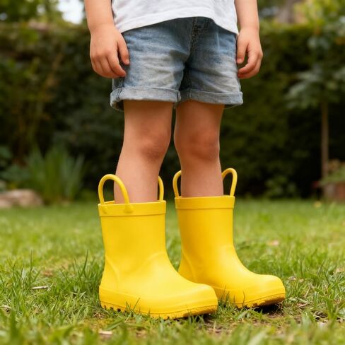 Kids Rain Boots for Girls & Boys，Toddler Waterproof Natural Rubber Rain Boots with Non-Slip Outsole, Easy-On Handles & Fun Patterns in Saudi Arabia
