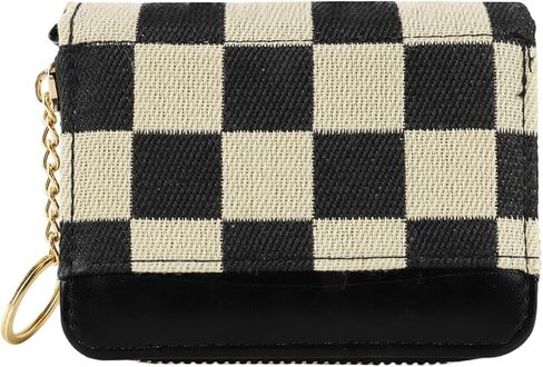 Women's RFID Blocking Checkered Wallet-PU Leather,9 Card Slots,Keychain|Compact Large Capacity,Minimalist Zipper Coin Pocket|Secure for Travel&Daily Use|Durable&Stylish Card/Cash/Organizer(brown) in Saudi Arabia