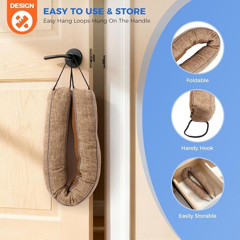 Door Draft Stopper,36 Inch Weighted Under Door Draft, Heavy Duty Soundproof Bottom of Door,Blocks Cold Air/Noise/Wind,Easy Install,Save Energy,Machine Washable,Home Essentials (Brown-36inch) in Saudi Arabia