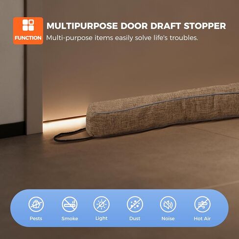 Door Draft Stopper,36 Inch Weighted Under Door Draft, Heavy Duty Soundproof Bottom of Door,Blocks Cold Air/Noise/Wind,Easy Install,Save Energy,Machine Washable,Home Essentials (Brown-36inch) in Saudi Arabia