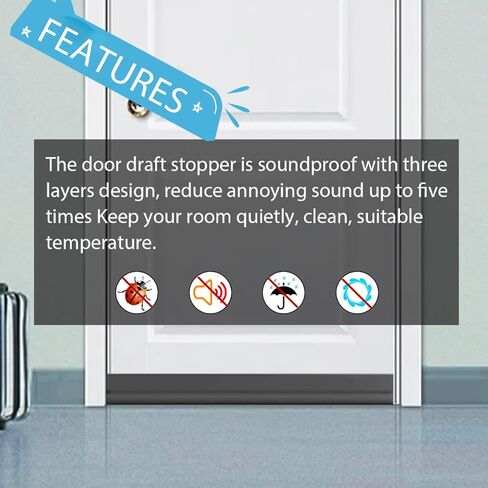 Bilateral Under Door Draft Stoppers - Blocks Drafts & Noise,Black in Saudi Arabia