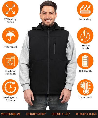 Heated Vest for Men, with Concealed Switch Men's Electric Vests for Winter in Saudi Arabia