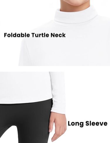 Auranso Girls Long Sleeve Shirts Kids Turtleneck Solid Color Turtle Neck Basic Warm T-Shirt in Saudi Arabia