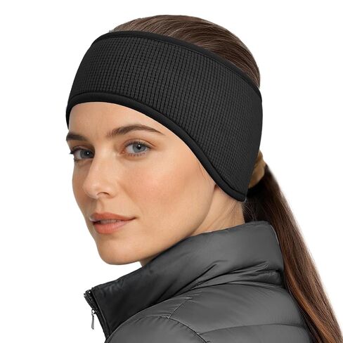 Sukeen Ear Warmers for Women, Soft Warm Double-Layer Winter Headbands for Women, Ponytail Non-Slip Ear Warmer Headband for Cold Weather Running Cycling Hiking Skiing, Black in Saudi Arabia