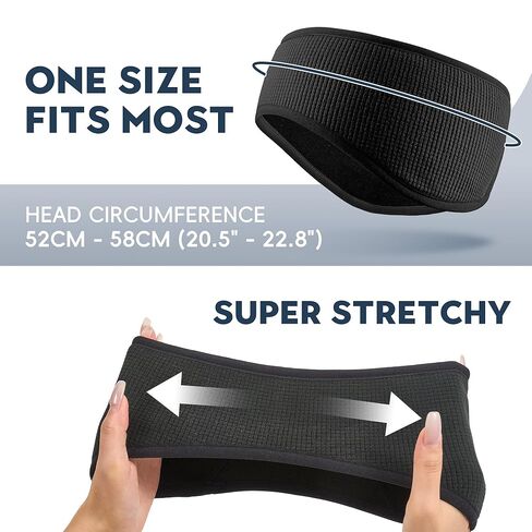 Sukeen Ear Warmers for Women, Soft Warm Double-Layer Winter Headbands for Women, Ponytail Non-Slip Ear Warmer Headband for Cold Weather Running Cycling Hiking Skiing, Black in Saudi Arabia