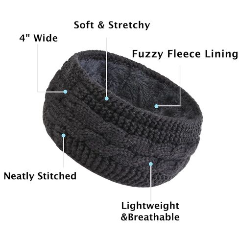 Huachi Winter Headbands for Women Ear Warmers, Warm Headbands for Women Winter Accessories, Cold Weather Headband for Women's Hair Fleece Lining Headband Christmas Gifts in Saudi Arabia
