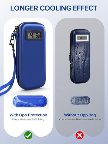 حقيبة سفر مبرد الأنسولين: مبرد أدوية لمرضى السكري معتمد من إدارة أمن المواصلات الأمريكية للسفر مع عرض درجة الحرارة، حقيبة سفر لمرض السكري لأقلام الأنسولين مع عبوتين من الثلج للاستخدام اليومي والرحلة in Kuwait