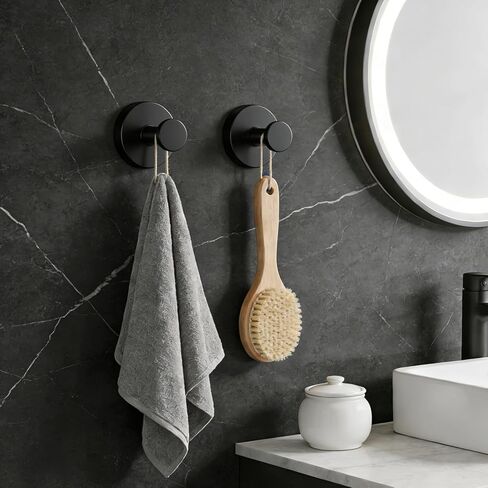Juome Suction Cup Hooks for Door Wreaths - No Damage Wreath Hangers for Front Door/Glass Window/Over The Door, Door Wreath Hanger for Christmas/Thanksgiving/Halloween/Welcome Sign (2 Pack, Black) in Saudi Arabia