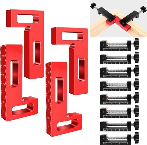 90 Degree Clamp, Corner Clamps for Woodworking, 4 Pack Aluminum Alloy Right Angle Clamp Woodworking Tools, Corner Squares, Positioning Clamping Squares for Picture Frames, Cabinets, Drawers in Saudi Arabia