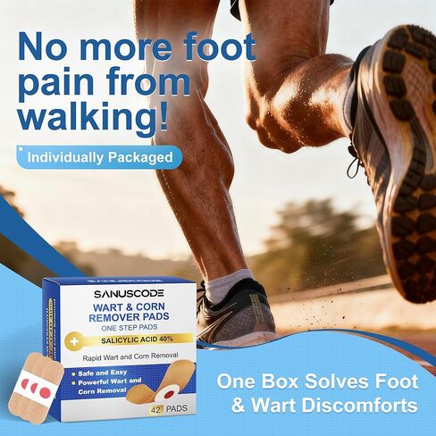 42 Pcs Wart and Corn Remover Pads,40% Salicylic Acid for Fast Wart Removal for Plantar Warts,Hands,Toes and Body,Invisible Corn Remover Patches Safe for Adults in Saudi Arabia