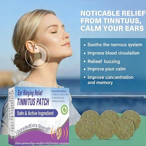 تخفيف طنين الأذن لرنين الأذن، رقعة تخفيف طنين الأذن تقلل بشكل فعال من رنين الأذن، والضوضاء الطنين وعدم الراحة في الأذن، 50 قطعة من رقع علاج طنين الأذن بتركيبة خفيفة، محمولة للنساء والرجال in Kuwait